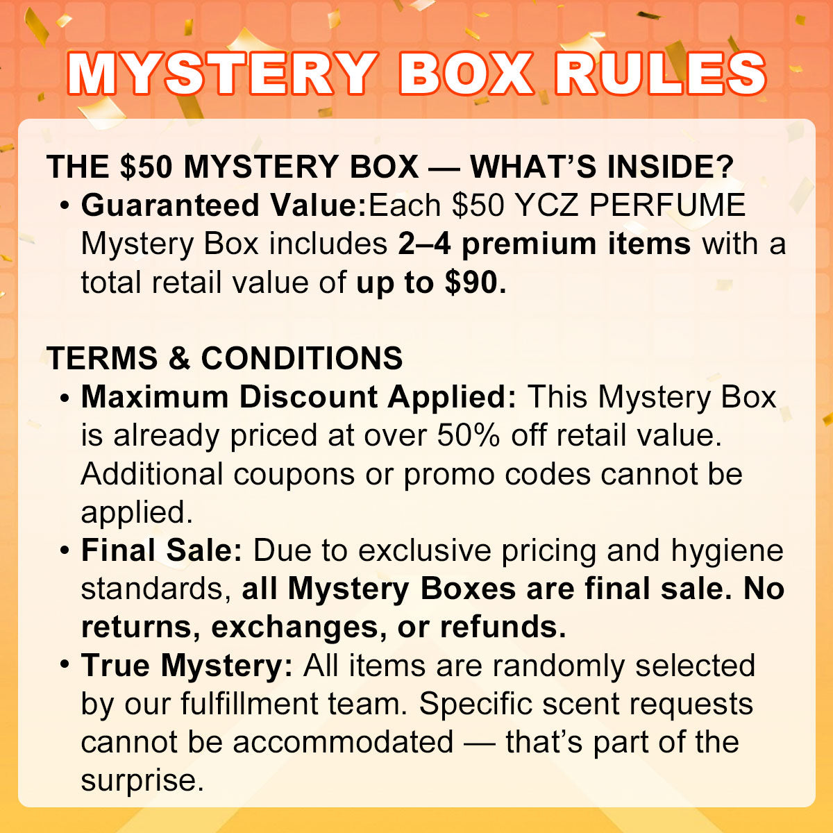 YCZ Perfume $55 Mystery Box