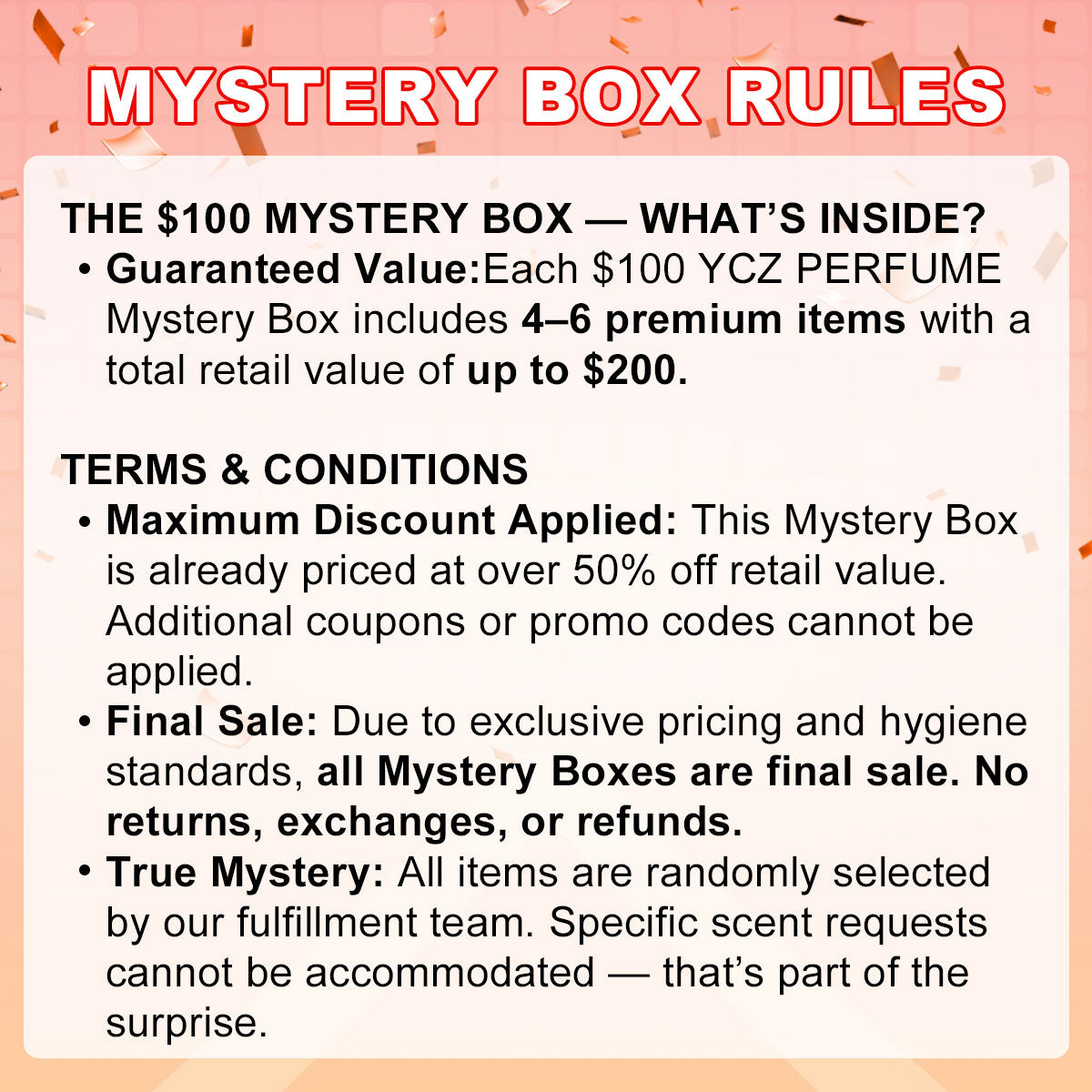YCZ Perfume $100 Mystery Box