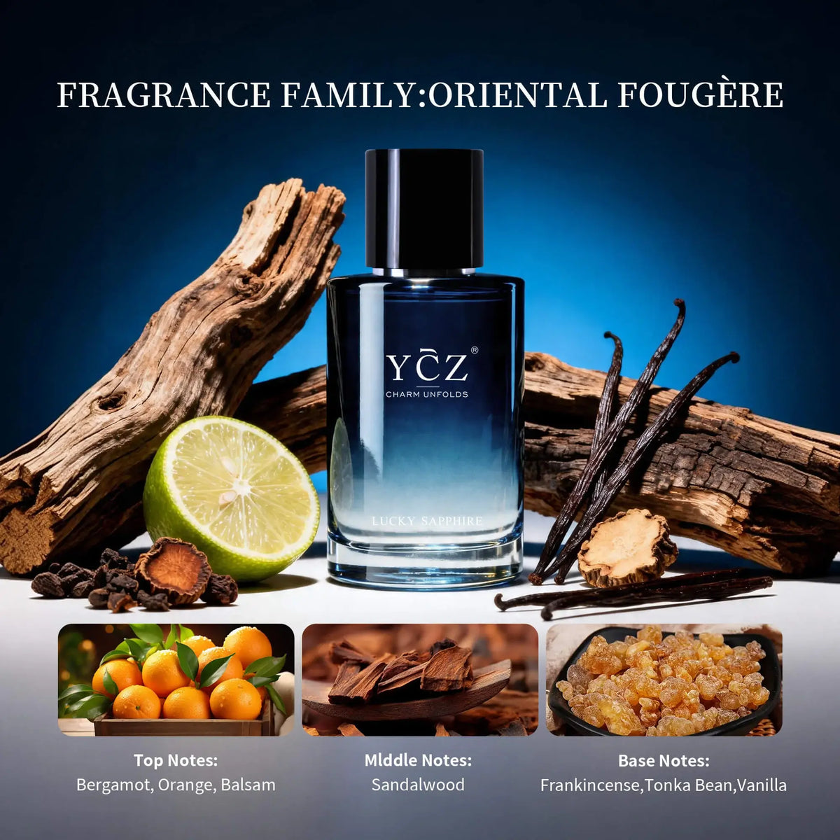 YCZ Lucky Sapphire Cologne | Refined Signature Scent